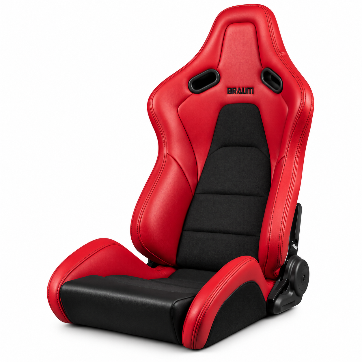Braum Falcon-S Series Red Letherette with Black Alcantara and Stitching Reclinable Composite Seats